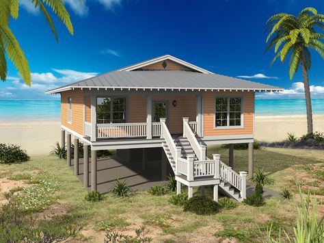 Beachy Keen Cottage - Coastal Home Plans Bungalow Beach House, Small Beach House, Coastal Homes Plans, Small Beach Houses, Coastal House Plans, Beach Bungalow, Beach House Plans, Tropical Home Decor, Casas Coloniales