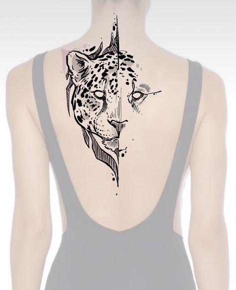 Leopard Tattoo Ideas, Cover Up Name Tattoos, Cheetah Tattoo, Leopard Tattoo, Black Work Tattoo, Wildlife Tattoo, Leopard Tattoos, 13 Tattoos, Back Piece Tattoo