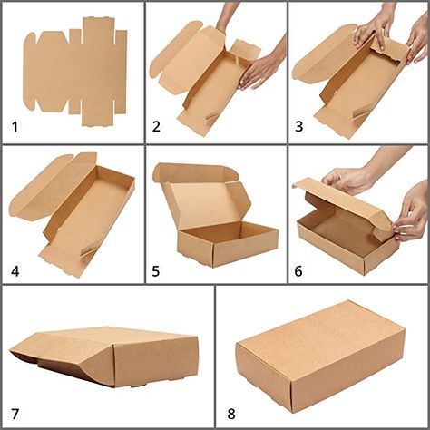 Kurtzy Cardboard Gift Boxes Brown (Pack of 10) - Boxes 19 x 11 x 4.5 cm Cardboard Boxes with Lid - Kraft Paper Gift Box to Build Yourself for Gifts, Wedding, Party, Christmas : Amazon.de: Home & Kitchen Gift Box From Cardboard, Gift Box Diy Cardboard, Brown Gift Box Ideas, Cardboard Box Making, Diy Cardboard Gift Box Ideas, Box Diy Cardboard, Paper Gift Box Ideas, Diy Cardboard Box Ideas, Diy Packaging Ideas Business