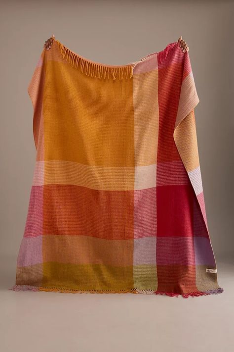 Tartan Blanket Co. Fringe Wool Blanket | Anthropologie UK Orange Squares, Tartan Blanket, Orange Square, Anthropologie Uk, Beautiful Blankets, Apartment Room, Wool Blanket, Sun Kissed, Quilt Cover