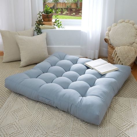 Humble + Haute Large Solid Square Tufted Floor Pillow with Handle - Bed Bath & Beyond - 36671039 Square Floor Pillows, How To Clean Pillows, Futon Bed, Room Stuff, Minimalist Room, Outdoor Cushions And Pillows, Balcony Decor, Cozy Space, Outdoor Throw Pillows