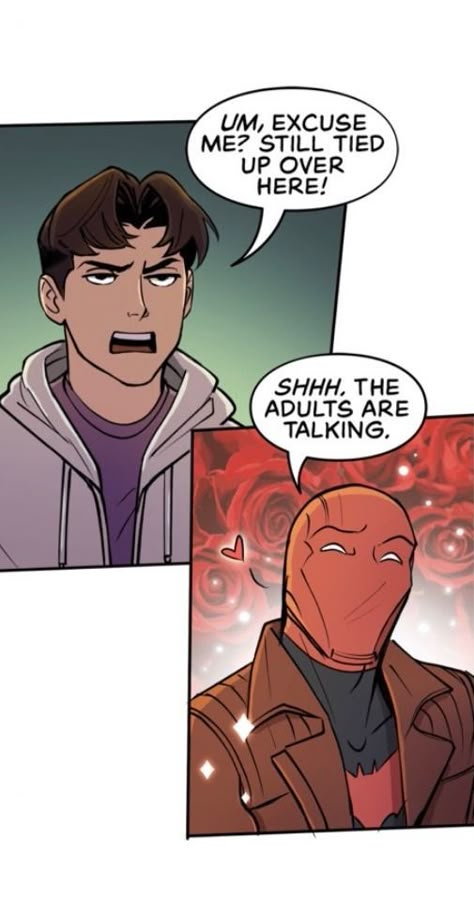 Jason Todd Webtoon, Batman And Jason Todd Art, Dc Comics Jason Todd Robin, Batfamily Adventures, Jason Todd Fanart Bat Family, Batfamily Memes, Batfamily Funny, Red Hood Jason Todd, Wayne Family