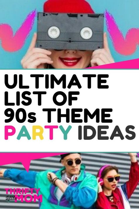 Plan an epic 90s party with these fun decorations, outfits, and theme ideas. Love the DIY backdrops and costume inspiration - perfect to celebrate a 30th birthday party. #partytheme #decorations #costumes Fun 30th Birthday Party Ideas, 90s Themed 30th Birthday Party Decorations, 90s Party Decorations Diy, 1994 Themed Birthday Party, 30th Birthday 90s Theme, 90s Birthday Party Theme Outfit, 1990 Birthday Party Ideas, 90s 30th Birthday Party, 90 Theme Party Ideas