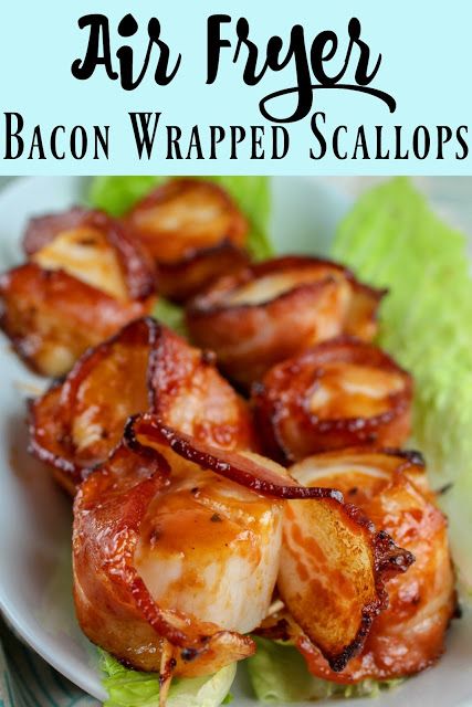 Scallops Wrapped In Bacon, Bacon Wrapped Scallops Recipe, Air Fry Bacon, Air Fryer Bacon, Bacon Wrapped Scallops, Cooks Air Fryer, Wrapped In Bacon, Air Fryer Oven Recipes, Air Fry Recipes