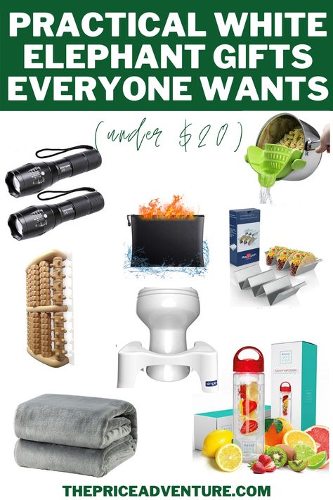 Looking for white elephant gift ideas that everyone at the party will want to bring homet? Here are 20 ideas to bring to the next gift exchange. Show up with a gift that everyone loves with these white elephant gift exchange ideas! Yankee Swap | Dirty Santa | White Elephant | Funny Christmas Gifts | Gag Gifts | Gifts Under $10 | Gifts Under $20 | #christmas #christmasgifts | Practical Christmas Gift White Elefante Gift Ideas, Best Grab Bag Gifts For Christmas, Best Dirty Santa Gift Ideas, Christmas Gift Exchange Gift Ideas, White Elephant Gift Ideas 2022, Under 20 Gift Ideas, Gift Ideas For White Elephant Exchange, Cool White Elephant Gifts Ideas, Gender Neutral Christmas Gift Exchange