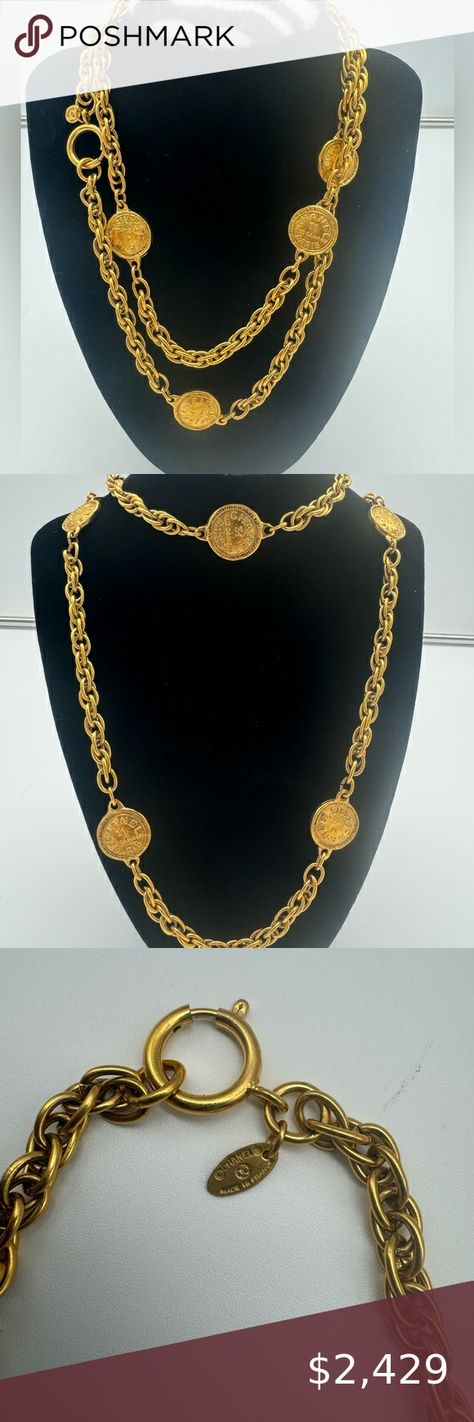 RARE CHANEL 31 RUE Cambon 2 Medallion 
1980s medallion long link necklace w COA 31 Rue Cambon, Chanel Jewelry, Link Necklace, Detective, Original Box, Statement Necklace, Shop My, Chanel, Best Deals