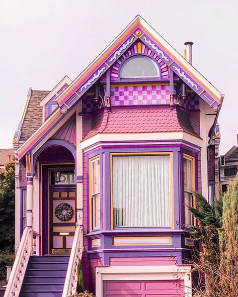 Exterior House Colors Ideas and Inspiration | Hunker Purple House, Exterior House Colors Combinations, Puppy House, Eclectic House, Exterior Paint Colors For House, Purple Home, Pink Houses, Exterior Paint Colors, Exterior House Colors