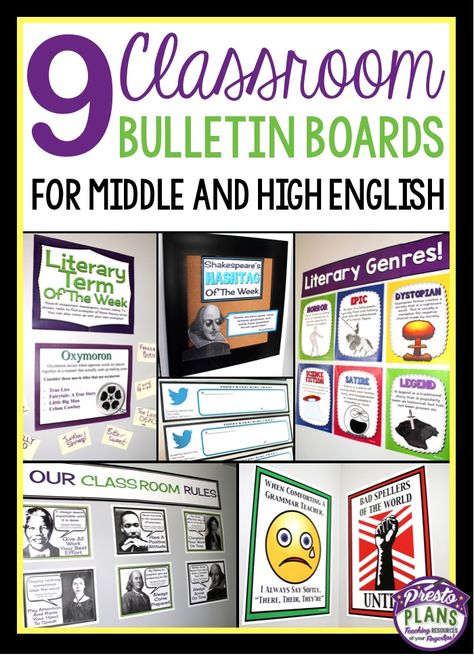 9 Classroom Bulletin Board Ideas For Middle and High English Middle School English Bulletin Boards, Language Arts Bulletin Boards, English Bulletin Boards, Ela Bulletin Boards, Classroom Bulletin Board Ideas, Middle School Bulletin Boards, High School Bulletin Boards, Reading Bulletin Boards, Classroom Bulletin Board