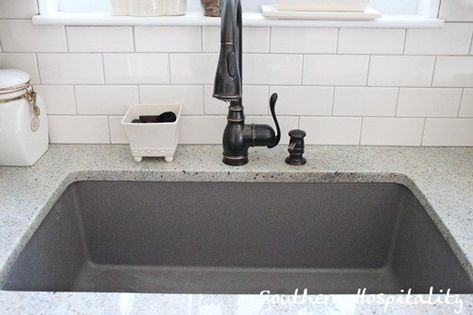 Blanco Metallic Gray sink Ikea Kitchen Installation, Oil Rubbed Bronze Kitchen Faucet, Grey Kitchen Sink, Kitchen Sink Install, Kitchen Faucet Repair, Oil Rubbed Bronze Kitchen, Rubbed Bronze Kitchen, Bronze Kitchen Faucet, Kitchen Renovation Cost