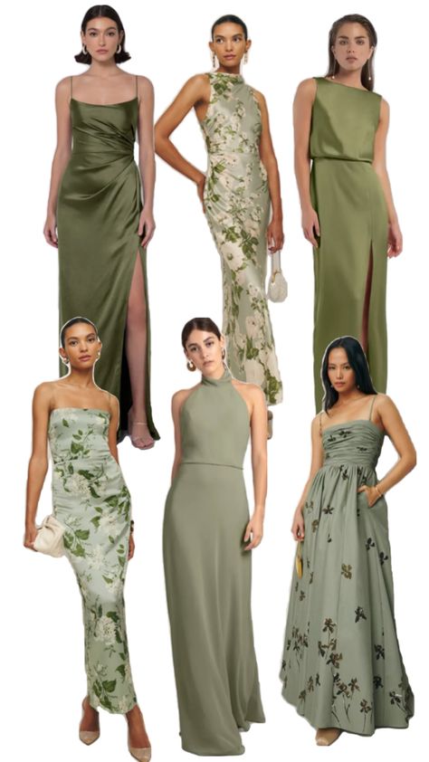 Blue And Green Bridesmaids, 4 Bridesmaid Dresses, Mixed Bridesmaid Dresses, Bridesmaid Dresses Green, Green Bridesmaids Dresses, Olive Bridesmaid Dresses, Caroline Dress, Wedding Options, Bridesmaid Inspiration