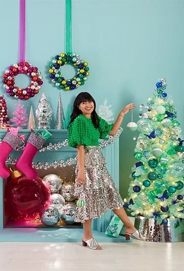 Shop Our Christmas Decor Collections | Style Ideas for Decor | At Home Disco Ball Garland, Metallic Christmas Decor, Holiday Hoedown, Disco Christmas, Colorful Christmas Decorations, Laila Ali, Oh Joy, Metallic Christmas, Whimsical Accessories