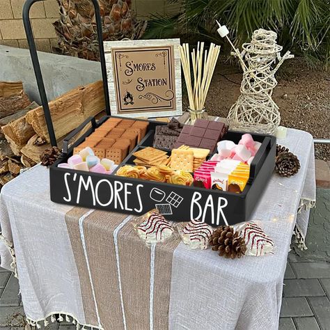 OUR FAMILY LOVES THESE! Wooden S'mores Bar Station, S'mores Caddy Holder with Handles for Counter, Farmhouse S'mores Serving Tray for Kitchen, S’mores Maker Box for S’mores Kit Camping Decor, S’mores Accessories Organizer Smore Making Station, S’mores Bar, Fall Bonfire Party, Smores Caddy, Christmas Bazar, Charcuterie Bar, Smores Kit, Smores Station, Smores Maker