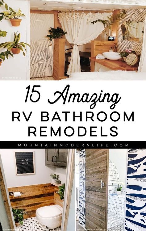 15 RV Bathroom Remodels that prove bigger isn\'t always better Rv Small Bathroom Remodel, Rv With Bathtub, Renovated Rv Bathroom, Camper Shower Renovation, Remodel Fifth Wheel Rv Interior, Rv Upgrades Diy Rv Interior, Rv Renovation Ideas Travel Trailer Remodel, Rv Interior Remodel Rv Makeover, Airstream Remodel Interior