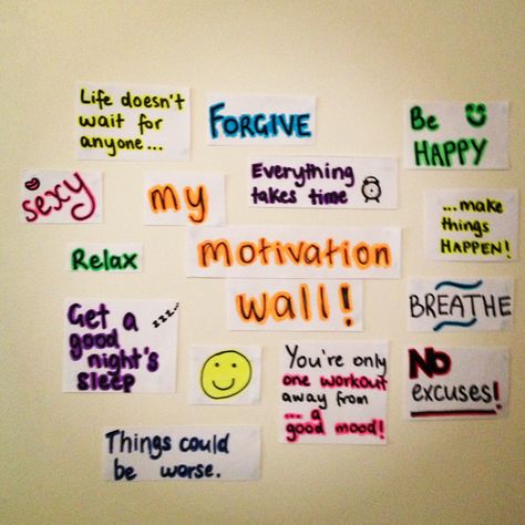 Iove the colors of this motivation wall Stick Notes Ideas Wall, Stick Notes Ideas, Wall Motivation, Sticky Notes Quotes, Medical School Quotes, Motivational Notes, Studying Motivation, My Motivation, Stick Notes