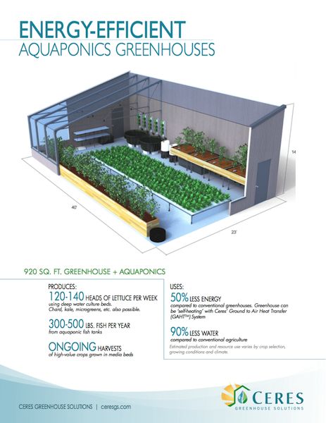 Energy-Efficient Aquaponics Greenhouses | Ceres Greenhouse Aquaponics Greenhouse, Solar Greenhouse, Aquaponics Diy, Aquaponic Gardening, Plants Growing, Greenhouse Plans, Aquaponics System, Hydroponic Gardening, Energy Use