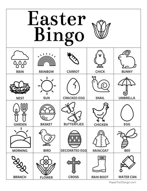 Easter Bingo Cards, Fun Easter Games, Custom Bingo Cards, Free Easter Coloring Pages, Easter Bingo, Free Printable Bingo Cards, Bingo Card Template, Paper Trail Design, Easter Games For Kids