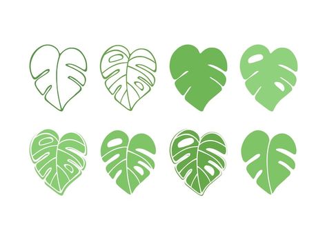 Monstera Leaf Outline, Green Silhouette, Butterfly Outline, Leaf Outline, Hand Drawn Icons, Leaf Drawing, Ceramic Ideas, Leaf Green, Vinyl Wall Stickers