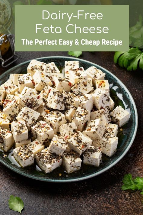 Dairy-Free Feta Cheese Alternative Recipe - the classic version that has been enjoyed in countless households for 15 years! Delicious, timeless, easy, and inexpensive! Dairy Free Feta Cheese, Vegan Feta Cheese Recipe, Dairy Free Tzatziki, Dairy Free Cheese Recipe, Baked Feta Recipe, Salad Dip, Feta Pasta Salad, Vegan Feta, Feta Cheese Recipes