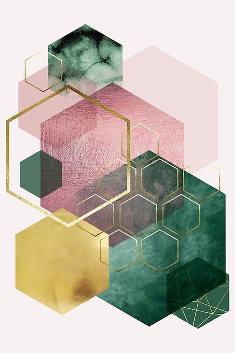 달력 디자인, Blush Gold, Geometric Art Prints, Blush And Gold, Salon Ideas, Flash Art, Navy Gold, Green And Pink, Colour Palettes