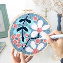 Punch Needle Kit - Home & Garden - AliExpress Japanese Gift Wrapping, Punch Needle Ideas, Original Wall Decor, Beginner Embroidery Kit, Punch Needle Kits, Needle Kit, Craft Punches, Needle Embroidery, Wool Thread