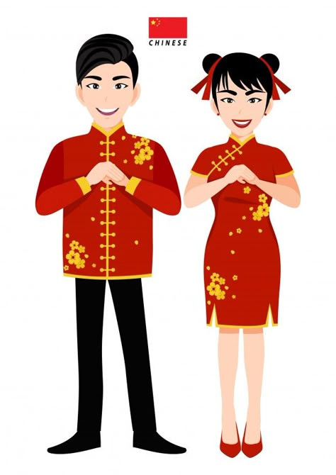 Chinese male and female in traditional c... | Premium Vector #Freepik #vector #background #people #woman #man Traditional Chinese Clothing Male, White Background Cartoon, Chinese Flag, Chinese Traditional Dress, Chinese People, Chinese Traditional Clothing, Culture Clothing, Fashion Sketches Dresses, Chinese Man