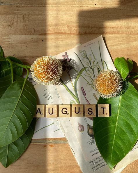 Hello Agustus Month, Month Themes, Months Quotes, Journal Year, Space Felt, All The Months, Seasons Months, Hello August, Scrabble Letters