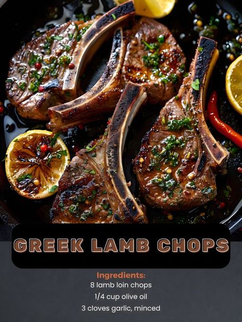 Healthy Cooks Lamb Pops, Greek Lamb Chops, Greek Lamb Recipes, Roasted Lamb Chops, Lamb Chops Recipe, Greek Lamb, Lamb Loin Chops, Slow Roast Lamb, Lamb Loin