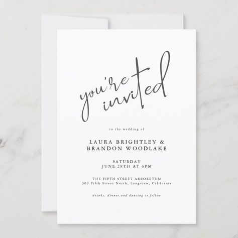 Modern Script You're Invited to our Wedding Invitation  Zazzle Affordable Wedding Invitations, Wedding Anniversary Invitations, You're Invited, Anniversary Invitations, Beautiful Wedding Invitations, Youre Invited, Budget Wedding, You Are Invited, Rsvp Card