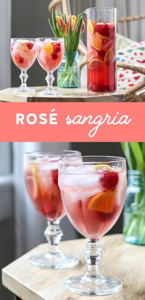 This Rosé Sangria is the perfect blend of citrus, fresh berries, and rosé.  A perfect #cocktail recipe for #spring and summer entertaining. #sangria #rose Rose Cocktail Recipes, Fruity Sangria, Rosé Sangria, Rose Sangria, Craft Cocktail Recipe, Recipe For Summer, Rose Cocktail, Rose Recipes, Sangria Recipe