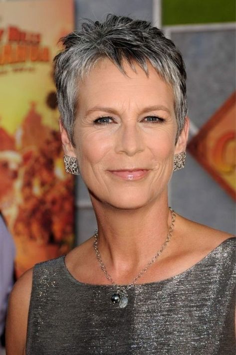 Jamie Lee Curtis Haircut, Jamie Lee Curtis Hair, Salt And Pepper Hair, Lee Curtis, Short Grey Hair, Super Short Hair, Jamie Lee Curtis, Short Hair Over 60, Jamie Lee