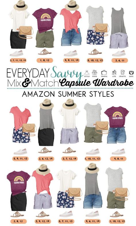 Cute summer outfits and clothes from Amazon. Many of them are Amazon Prime and include free shipping and returns Shorts Capsule Wardrobe, Plus Size Vacation Capsule Wardrobe, Fun Summer Outfits For Women, Plus Size Humid Weather Outfits, Plus Size Mom Outfits Summer, Florida Spring Outfits, Amazon Capsule Wardrobe, Casual Leggings Outfit Summer, Summer Outfits For Women