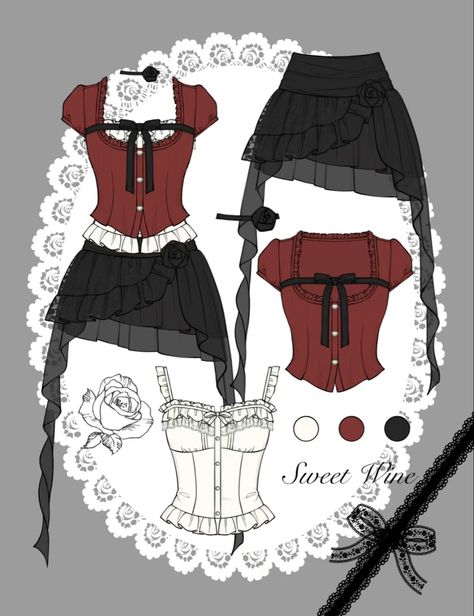 Short Pants Drawing Reference, Layered Skirt Drawing, Body Base Drawing Clothing, Cute Outfits To Draw, Vampire Outfit Drawing, Anime Dress Design Outfit Ideas, Skirt Design Drawing, Drawings Of Clothes, Outfits Ideas Drawing