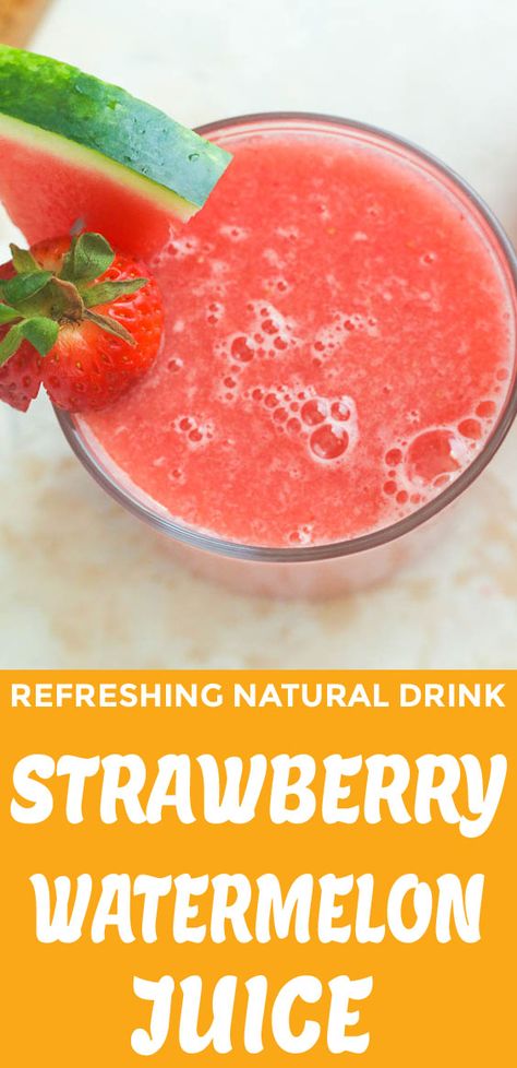 Strawberry Watermelon Juice - Immaculate Bites Summer Juice Recipes, Lime Juice Recipes, Watermelon Juice Recipe, Watermelon Punch, Summer Juice, Fruit Juice Recipes, Watermelon Drink, Watermelon And Lemon, Pineapple Drinks