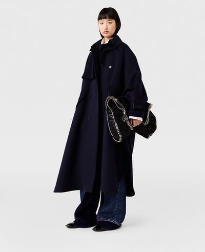 Discover Stella's Ink navy High-Neck A-Line Trench Coat today. Free standard shipping is available on all orders. Shop online now. Navy Coat Outfit, High Neck Coat, Fits Inspiration, Navy Coat, Boy Outerwear, Winter 23, Short Denim Skirt, Short Denim, Knitwear Dress