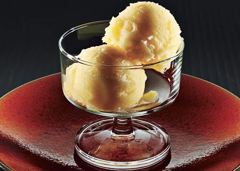 Tangerine and Prosecco Sorbet | Bon Appétit Prosecco Sorbet, Tangerine Juice, Sorbet Recipe, Orange Sorbet, Dessert Glasses, Sorbet Recipes, Ice Cream Parlor, Brownie Bar, Ice Cream Maker