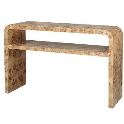 Worlds Away 54" Solid Wood Console Table Color: Waterfall Console Table, Wood Entry Table, Delaney Childs, Waterfall Console, Modern Waterfall, Into The Wood, Table Color, Study Inspo, Wood Console Table