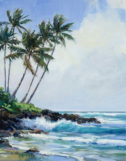 Jenifer Prince, Hawaii Painting, Tropical Painting, Oil Painting Nature, Hawaii Art, Hawaiian Art, Watercolor Landscape Paintings, Nature Art Painting, Storm Clouds