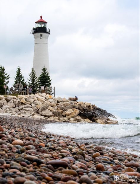 Crisp Point Lighthouse Upper Peninsula, Michigan Painting, Ink Tober, Crisp Point Lighthouse, Lake Michigan Stones, Land Scapes, Michigan Lighthouses, Lake Lighthouse, Song Of The Sea