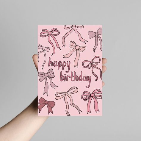 NEW Bow Coquette Birthday Card 🎀 Available on Etsy now, shop through the link in bio ⬆️ Coquette Birthday Cards, Birthday Cards For Her, White Envelopes, Birthday Greeting Cards, Gift Baskets, Festival Season, Happy Birthday, Birthday Cards, Beauty Book