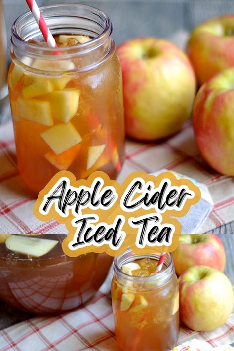 Apple Pie Drink Non Alcoholic, Drink Recipes Fall, Fall Drink For Party, Diy Fall Drinks Recipes, Fall Activities For Work, Apple Cider Iced Tea, Fall Lemonade Flavors, Winter Drink Recipes Non Alcoholic, Apple Cider Tea Recipes