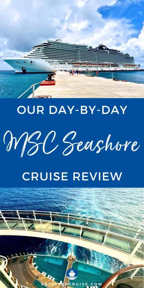 We Share What It’s Like Sailing With MSC Cruises in Our MSC Seashore Review  We just sailed the Caribbean with MSC Cruises. Find out what we thought in our exclusive day-by-day MSC Seashore cruise review. Msc Seashore Cruise, Msc Cruise Tips, Msc Seashore, Cruise Bucket List, Cruise Checklist, Cruise Essentials, Travel Tips Packing, Cruise Ideas, Cruise Excursions