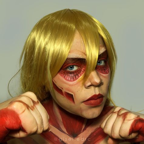 Female Titan Makeup, Female Titan Cosplay, Titan Makeup, Titan Cosplay, Female Titan, Anime Cosplay Costumes, Anime Cosplay, Makeup Inspo, Halloween Makeup