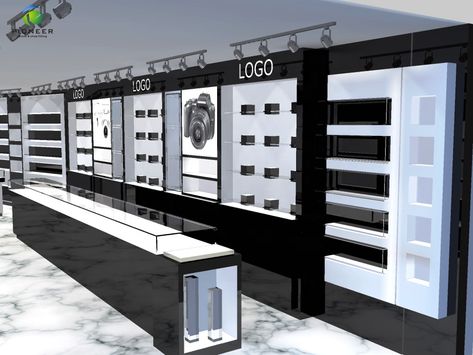 Camera Store Design, Mobile Shop Design, Shop Counter Design, Eyewear Store Design, Camera Display, Jewelry Store Interior, Store Shelves Design, تصميم الطاولة, Retail Store Interior Design