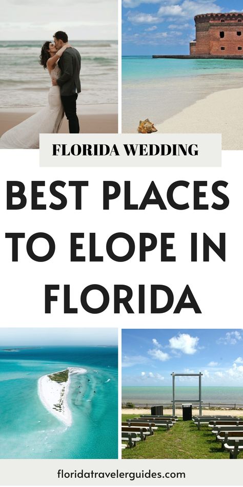 Looking to elope in Florida? Discover the best places to say 'I do' in the Sunshine State! From the romantic Keys to stunning beach elopement ideas, we've got you covered. Learn how to make your special day unforgettable with our guide on where to find the most idyllic elopement destinations. Whether you're a Florida native or planning a destination wedding, find the perfect backdrop for your love story! Elope Beach Wedding, Florida Elopement Destinations, Unique Wedding Venues Florida, Florida Beach Elopement, Elope In Florida, Affordable Wedding Venues Florida, Elopement Florida, Naples Florida Wedding Venues, Best Place To Elope