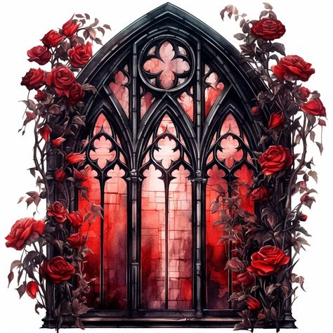 Gothic Stained Glass Patterns, Gothic Windows Tattoo, Gothic Digital Art, Roses Digital Art, Gothic Window, Gothic Windows, 3d Studio, Wonderful Picture, Stained Glass Designs