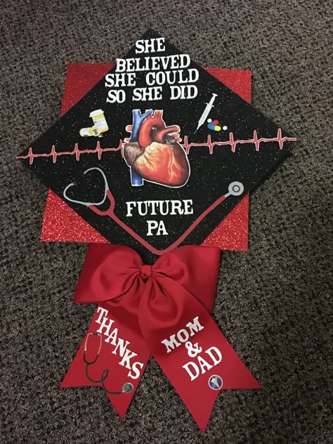 Future Physician Assistant Undergrad Graduation Cap! Obgyn Graduation Cap, Sports Medicine Graduation Cap, Medical Billing And Coding Graduation Cap Ideas, Medical Cap Decoration, Future Nurse Graduation Cap High School, Future Pa Graduation Cap, Ed Nurse Graduation Cap, Healthcare Graduation Cap Ideas, Physician Assistant Graduation Cap