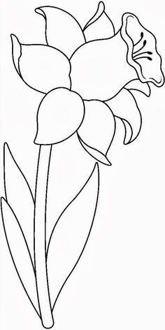 Daffodils Drawing, Illustration For Kids, Drawings Photography, Drawing Photography, Pola Sulam, 수채화 그림, Stained Glass Patterns, Coloring Book Pages, Book Page