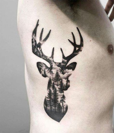 Tattoos Arm Mann, Antler Tattoos, Deer Tattoos, Elk Tattoo, Antler Tattoo, Hogwarts Tattoo, Deer Tattoo Designs, Tattoos On Side Ribs, Stag Tattoo