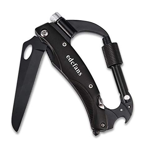 Multitool Carabiner Keychain Clip with LED Flashlight, Knife, Screwdriver, Glass Breaker and Bottle Opener, a EDC Survival Gear Tool for Camping, Backpacking, Hiking - - Amazon.com Bike Tool Kit, Edc Tactical, Carabiner Keychain, Keychain Clip, Multipurpose Tools, Glass Breaker, Phillips Screwdriver, Emergency Supplies, Folding Pocket Knife