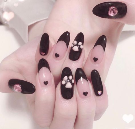 Anime Nails, Goth Nails, Grunge Nails, Pretty Gel Nails, Really Cute Nails, Cute Gel Nails, Soft Nails, Kawaii Nails, Dream Nails